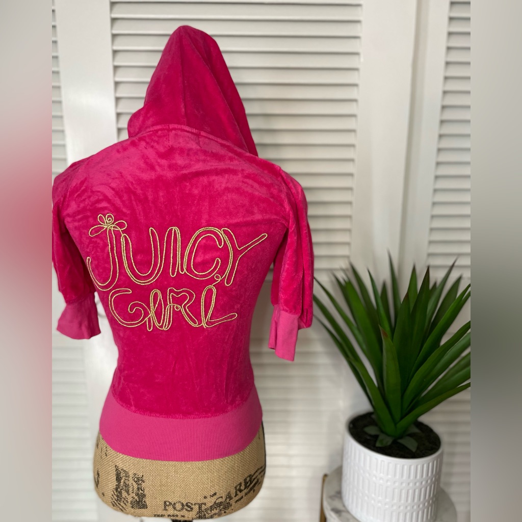Htf Rare Vintage Og Juicy Couture Hot Pink Petite Short Sleeve Terry Tracksuit